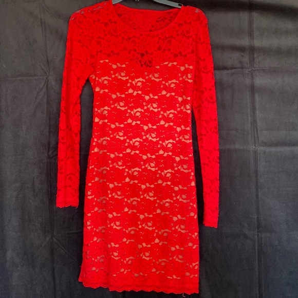 Express Red Lacy Dress - Picture 3 of 10